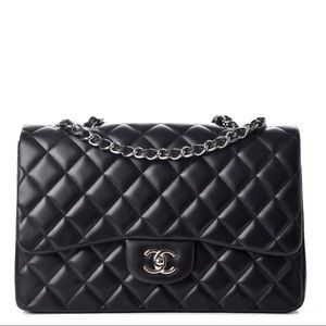 CHANEL 
Lambskin Quilted Jumbo Single Flap Black